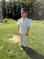 Blue Cedar Stripe-Linen Boys Shirt