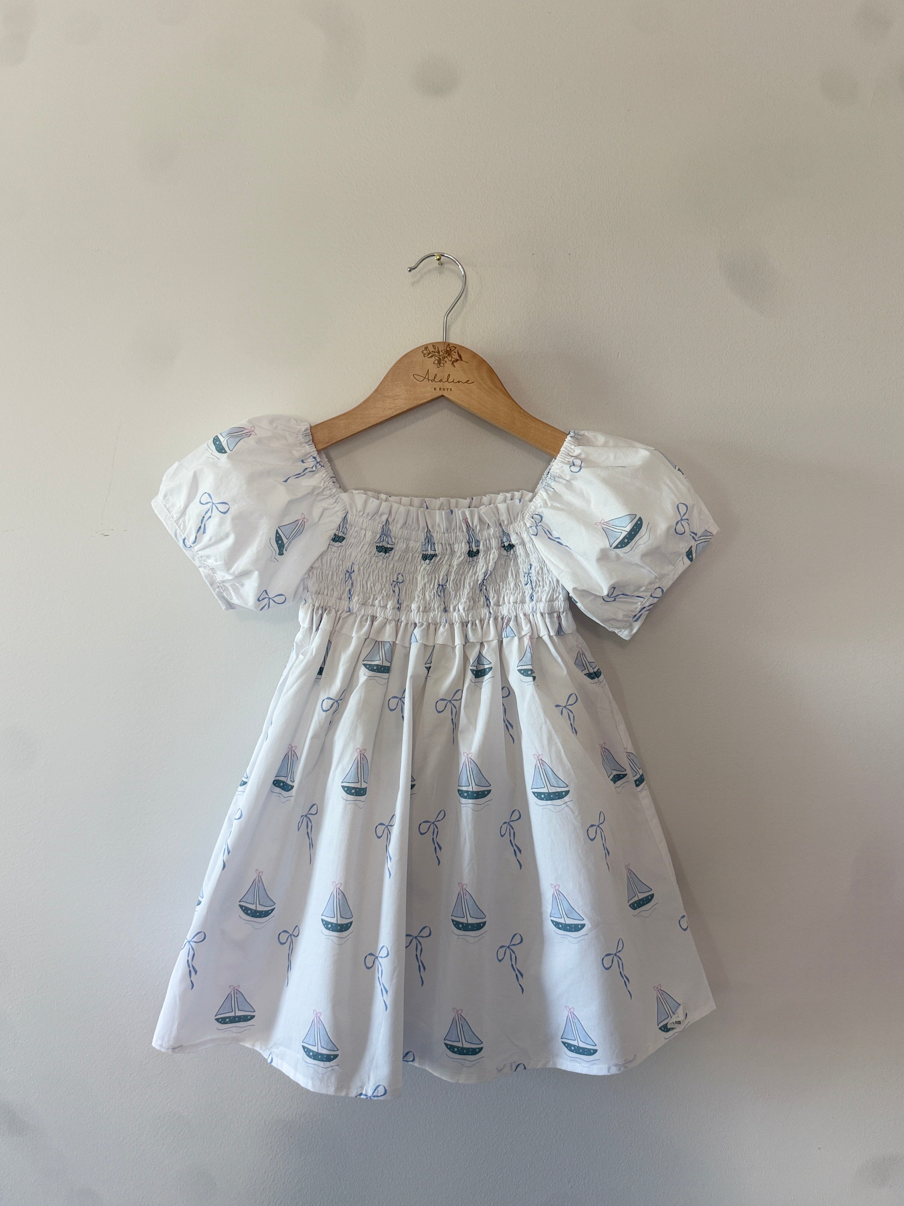 Blush Harbor Bows- Cotton Puff Sleeve Dress