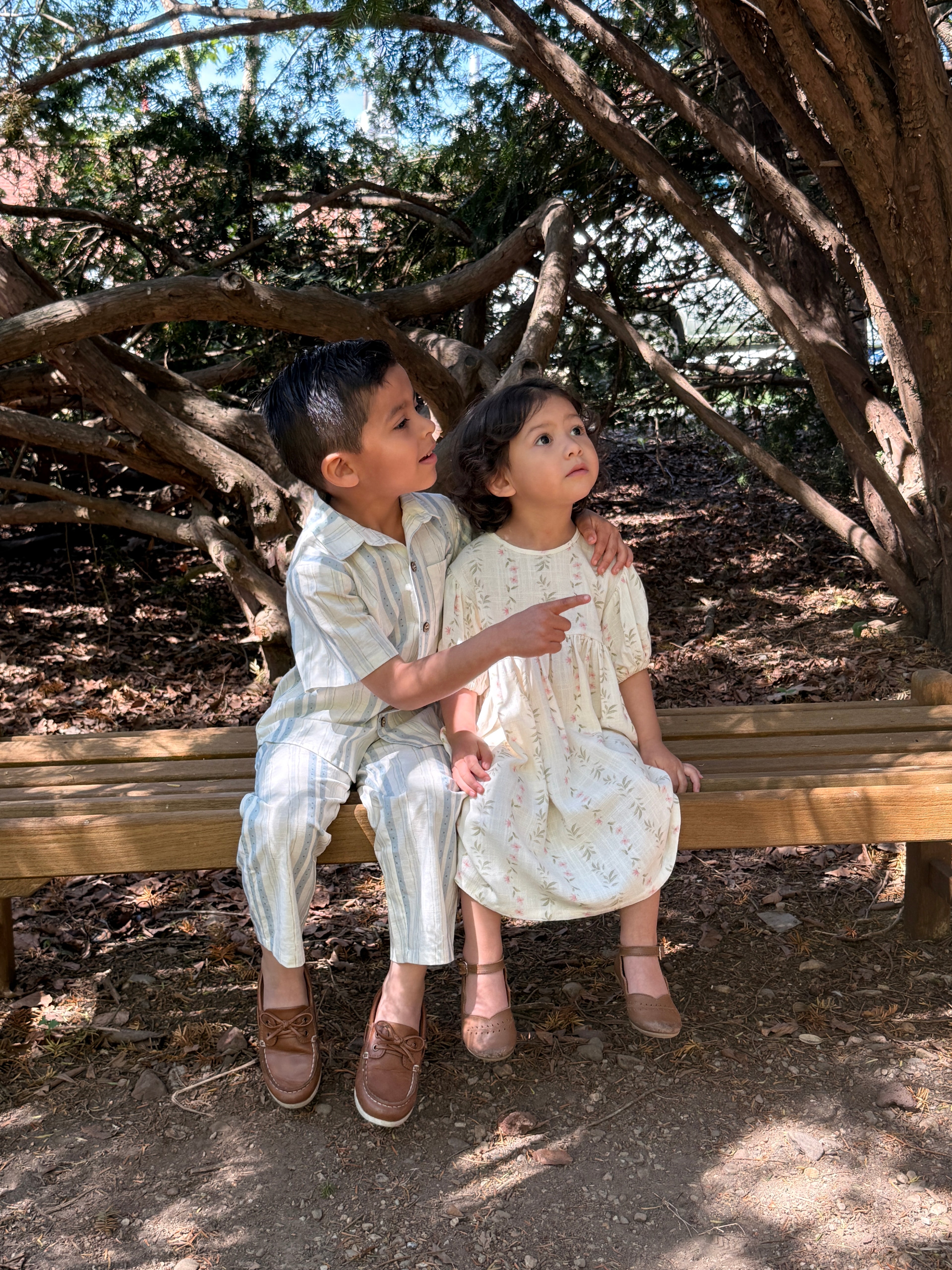 Blue Cedar Stripe-Linen Boys Shirt