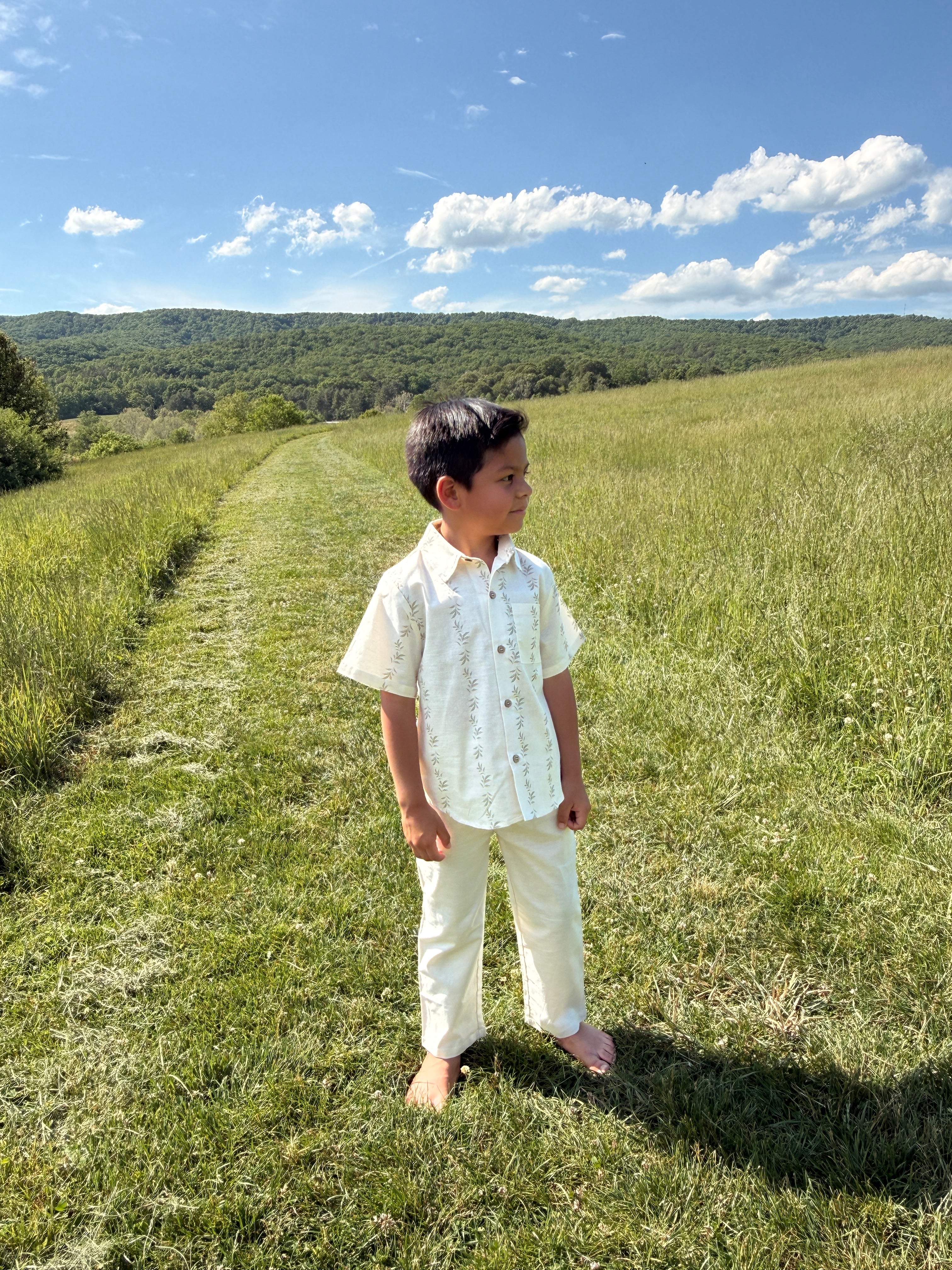 Willow Stripe-Linen Boys Shirt